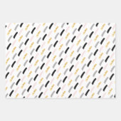 Feuille De Papier Cadeau Noir moderne et or sur blanc coordonné (Devant 3)