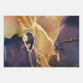 Feuille De Papier Cadeau Noir Moody Gold Purple Abstrait (Devant)