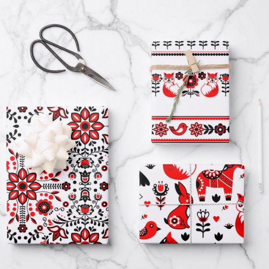 Feuille De Papier Cadeau Noir noir scandinave suédois (Recto)