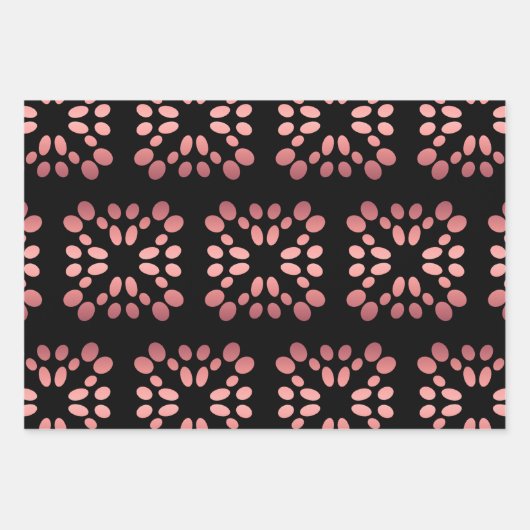 Feuille De Papier Cadeau Noir or rose (Devant 2)