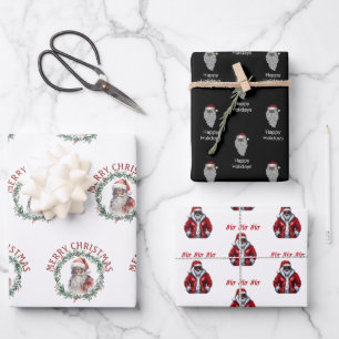 Feuille De Papier Cadeau Noir Père Noël Motif Noël afro-américain