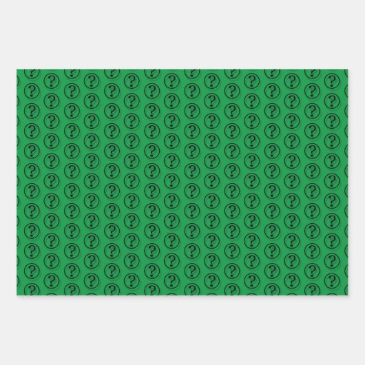 Feuille De Papier Cadeau Noir Points d'interrogation Motif 3D (Devant 3)