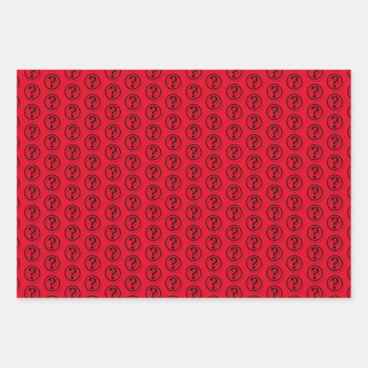 Feuille De Papier Cadeau Noir Points d'interrogation Motif 3D (Devant)