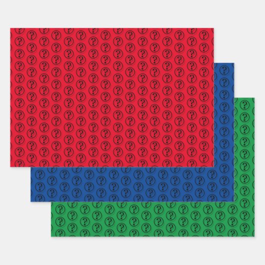 Feuille De Papier Cadeau Noir Points d'interrogation Motif 3D (Lot)