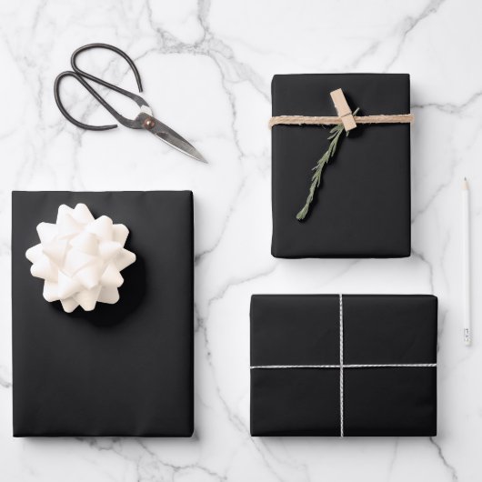 Feuille De Papier Cadeau Noir Uni Jet (Recto)
