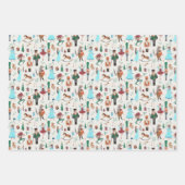 Feuille De Papier Cadeau Noisette de Noël ballet vert rose écru (Devant 2)