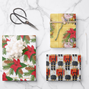 Feuille De Papier Cadeau Noisette Sugar Plum Fée Poinsettie Noël