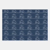 Feuille De Papier Cadeau Nom Blue PhD Graduation Party (Devant)