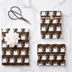 Feuille De Papier Cadeau Nom Chocolat Chaud Cute Noël Brown