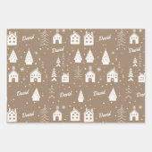 Feuille De Papier Cadeau Nom de l'enfant Artisanat Brown Noël (Devant)
