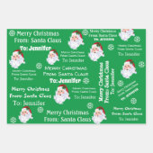 Feuille De Papier Cadeau Nom de l'enfant Père Noël Noël Rouge Vert cadeau (Devant 2)