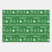 Feuille De Papier Cadeau Nom de Noël personnalisé Motif Festif (Devant 2)