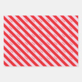 Feuille De Papier Cadeau Nom de script personnalisé Red Pink Candy Stripe (Devant 3)