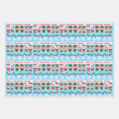 Feuille De Papier Cadeau Nom des enfants Joli Noël Père Noël Reindeer Elves (Devant 2)