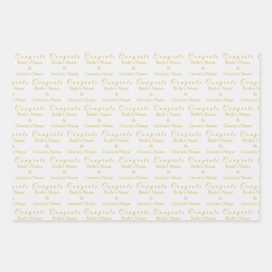 Feuille De Papier Cadeau Nom des félicitations personnalisés ! Vieux Mariag (Devant 2)