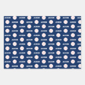 Feuille De Papier Cadeau Nom du baseball Motif Marine Bleu (Devant 2)