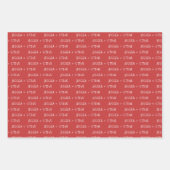 Feuille De Papier Cadeau Nom et initiales personnalisés rouge et blanc (Devant)