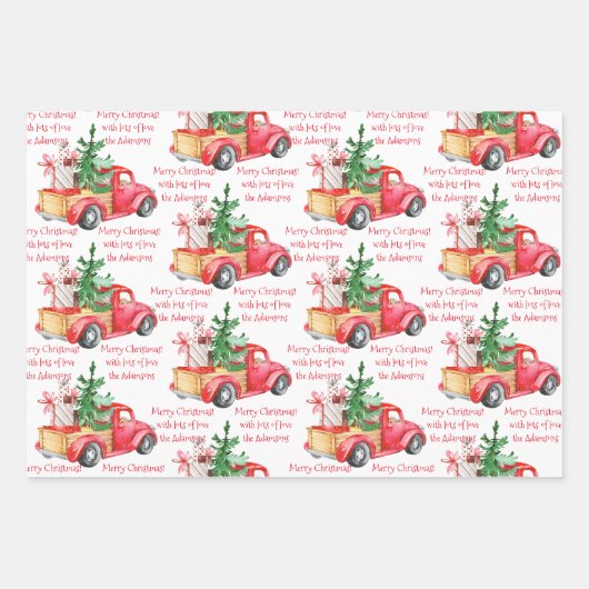 Feuille De Papier Cadeau Nom et message personnalisés personnalisés Noël (Devant)