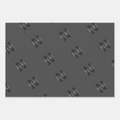 Feuille De Papier Cadeau Nom gris et Motif de monogramme (Devant)