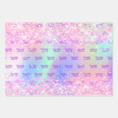 Feuille De Papier Cadeau Nom holographique rose violet confetti Sweet 16 (Devant)