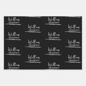Feuille De Papier Cadeau Nom monographique moderne noir et blanc (Devant)
