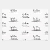 Feuille De Papier Cadeau Nom monographique moderne noir et blanc (Devant 2)