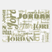 Feuille De Papier Cadeau Nom Motif Sage Vert Blanc Moderne (Devant 3)