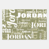 Feuille De Papier Cadeau Nom Motif Sage Vert Blanc Moderne (Devant 2)