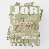 Feuille De Papier Cadeau Nom Motif Sage Vert Blanc Moderne (En situation)