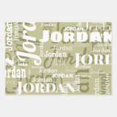 Feuille De Papier Cadeau Nom Motif Sage Vert Blanc Moderne (Devant)