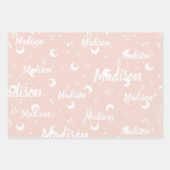 Feuille De Papier Cadeau Nom personnalisé Blush Pink Élégant Cute Chic (Devant 3)