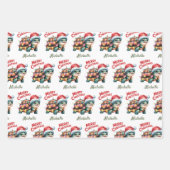 Feuille De Papier Cadeau Nom personnalisé Joyeuse tortue de Noël à Père Noë (Devant)