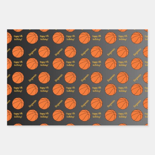 Feuille De Papier Cadeau Nom personnalisé Sentiment Sport Thème Basketball (Devant 3)