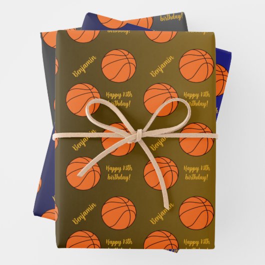 Feuille De Papier Cadeau Nom personnalisé Sentiment Sport Thème Basketball (En situation)