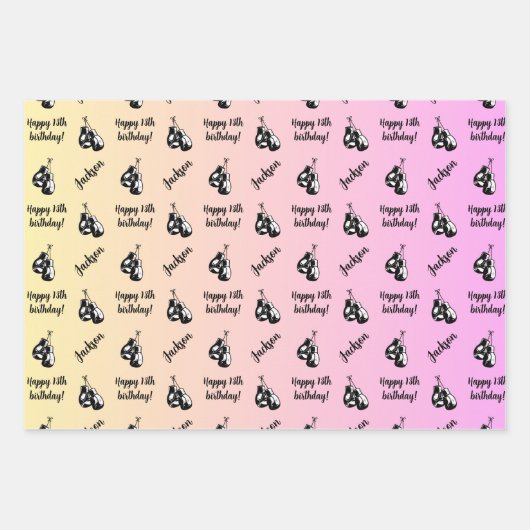 Feuille De Papier Cadeau Nom personnalisé Sentiment Sport Thème Boxe (Devant)