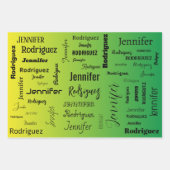 Feuille De Papier Cadeau Nom personnalisé Texte Vert bleu Abstrait Dégradé (Devant 2)