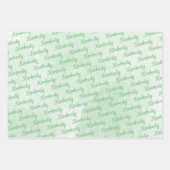 Feuille De Papier Cadeau Nom personnalisé vert Personnalisé (Devant 2)