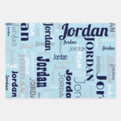 Feuille De Papier Cadeau Nom répétitif Marine bleu blanc gris (Devant 2)