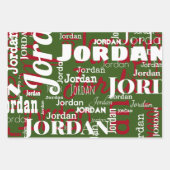 Feuille De Papier Cadeau Nom répétitif Noël Rouge Vert Blanc Moderne (Devant)