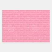 Feuille De Papier Cadeau Nom rose et Coeurs Personnalisés (Devant 3)