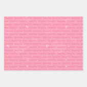 Feuille De Papier Cadeau Nom rose et Coeurs Personnalisés (Devant 2)