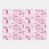 Feuille De Papier Cadeau Nom Typographie Rose Blanc Mot Cloud (Devant)