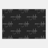 Feuille De Papier Cadeau Noms de couples élégants & monogramme (Devant 3)