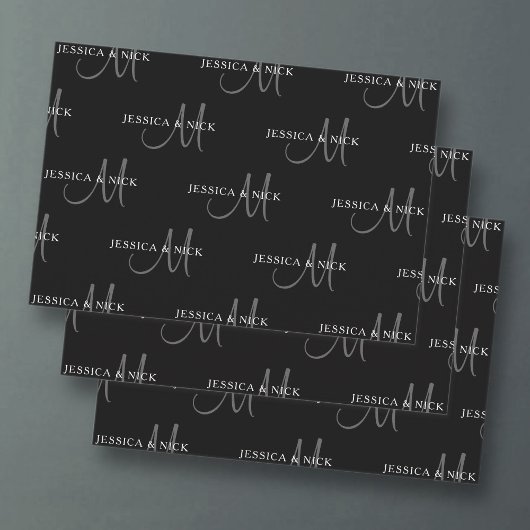 Feuille De Papier Cadeau Noms et monogrammes de couples élégants