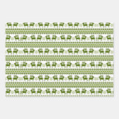 Feuille De Papier Cadeau Nordic Vacances Motif Vert & Blanc (Devant)