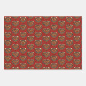 Feuille De Papier Cadeau Norvégien Rosemaling Folk Art Heart (Devant 3)