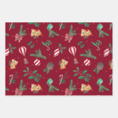 Feuille De Papier Cadeau Nostalgique Noël Nounours Baubles Holly Bows (Devant 2)