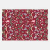 Feuille De Papier Cadeau Nostalgique Noël Rocking Horse Bear Festive (Devant 3)