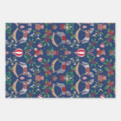 Feuille De Papier Cadeau Nostalgique Noël Rocking Horse Bear Festive (Devant 2)