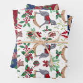 Feuille De Papier Cadeau Nostalgique Noël Rocking Horse Bear Festive (En situation)